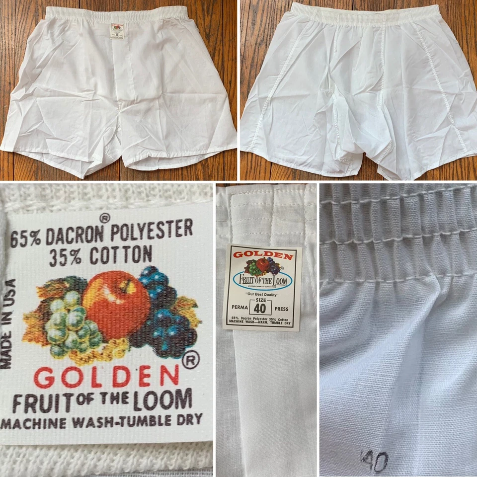 Vintage Golden Fruit of the Loom Boxers Boxer Shorts Perma Press Thin size 40 - Image 3 of 4