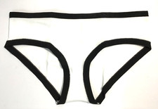 Victoria  s Secret Pink Seamless Hiphugger Panty White w/ Black Ribbed Large NEW