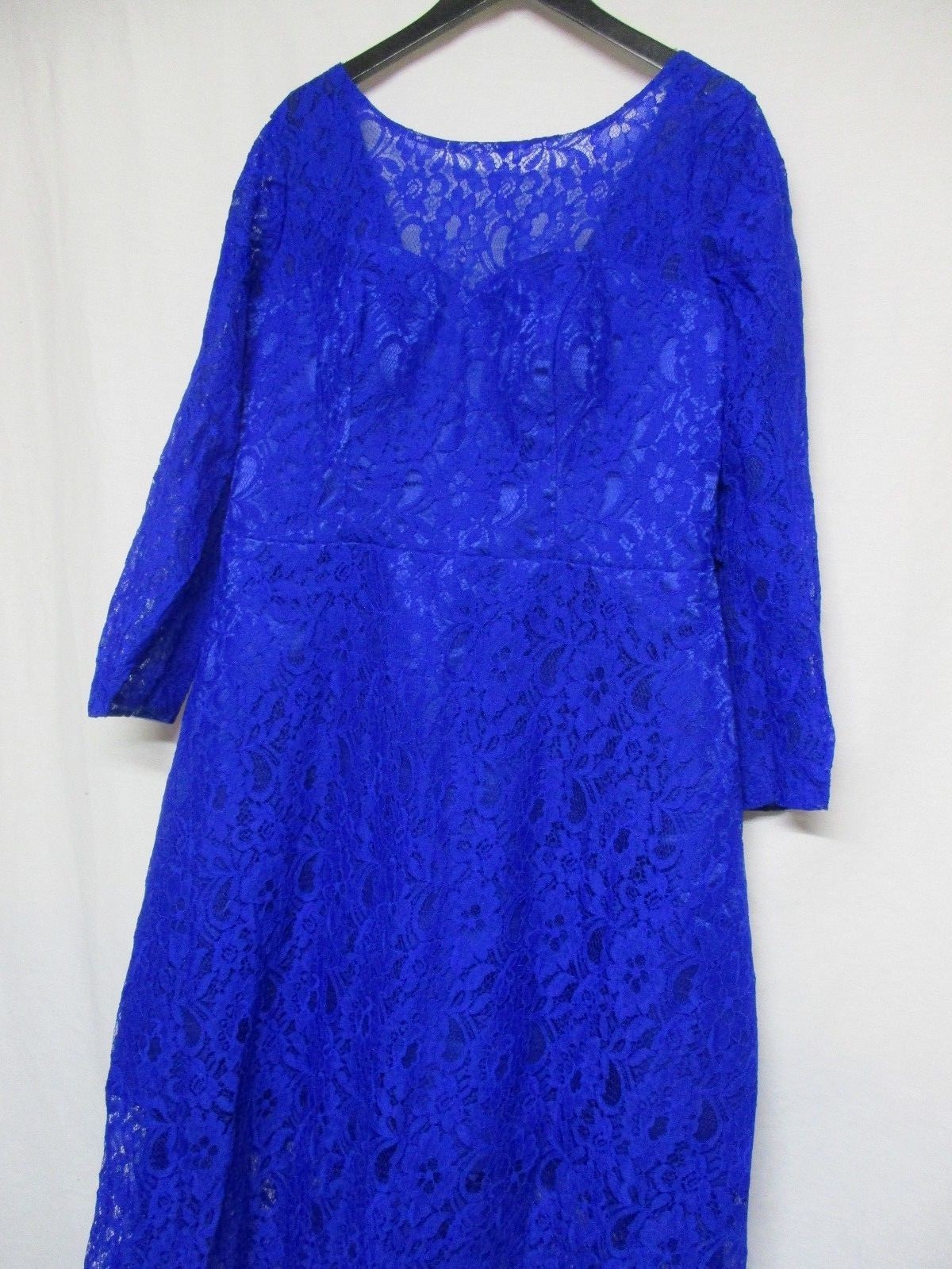 Plus Size Women 3/4 Sleeve Blue Lace Cocktail Evening Prom Gown Dress    +P-3