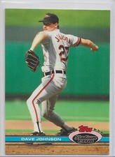 1991 Stadium Club Baseball Dave Johnson Card # 117 Rare Variation B Copyright