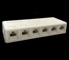 6 Port CAT6 RJ45 Network Ethernet Wall Surface Mount Box w/6 Keystone Jack White