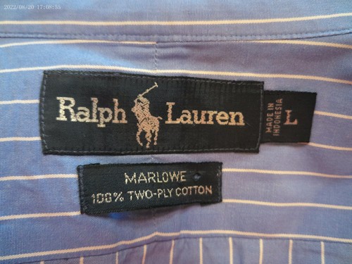 Ralph Lauren Shirt Adult L Blue Striped Office Luncheons Meeting Blue Pony Men L - Picture 4 of 10