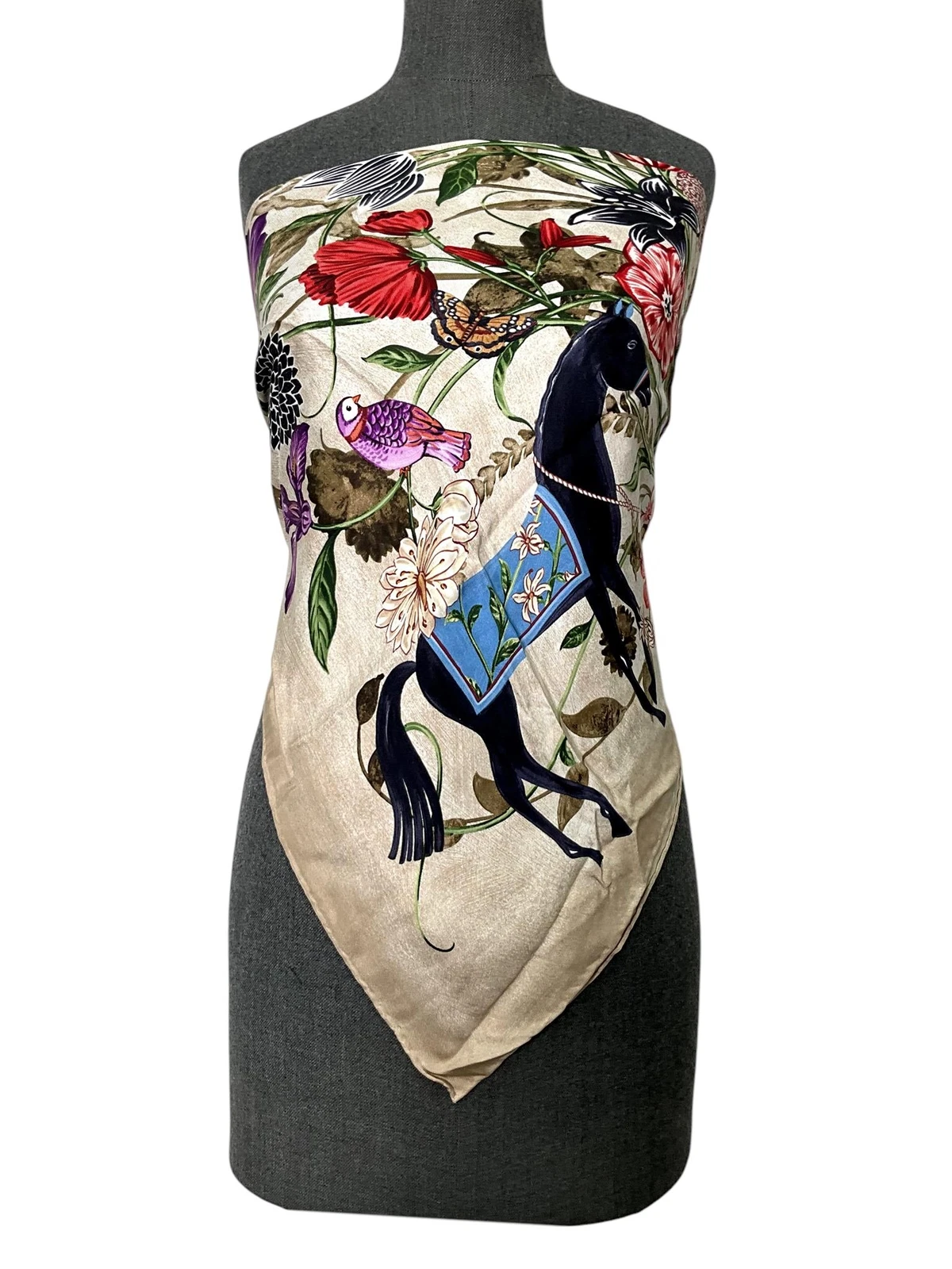 Foulard en soie imprimé floral GUCCI