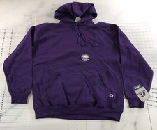 Vintage Russell Athletic Hoodie Sweatshirt Mens Large Purple Cotton Blend Blank
