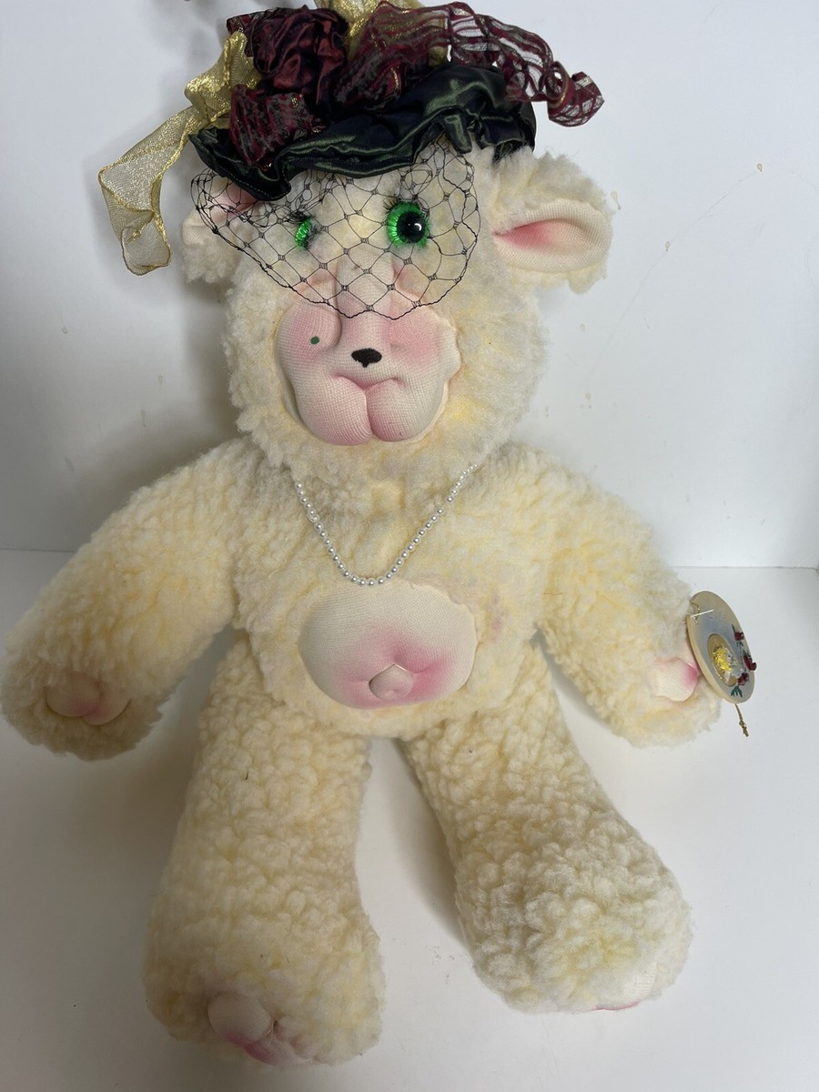 Vintage 90s Orchard Valley WoolKins handmade sheep plush doll