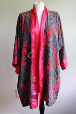 Vtg Victoria's Secret One Size Rose Floral Paisley Short Poly Satin Robe