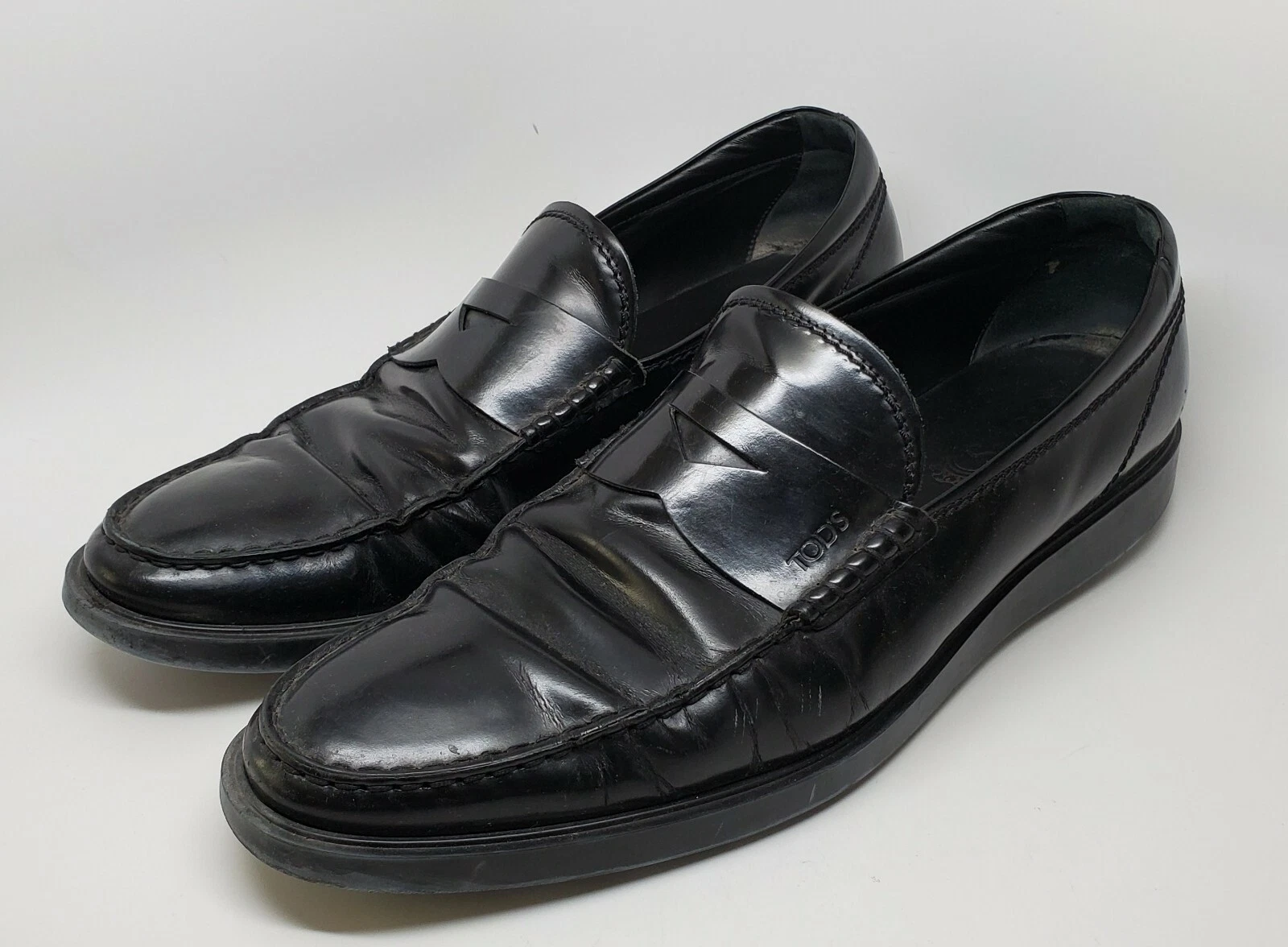 TOD’S TOD'S Scarpe eleganti uomo esclusive in pelle slip on nere taglia 11 Made in Italy