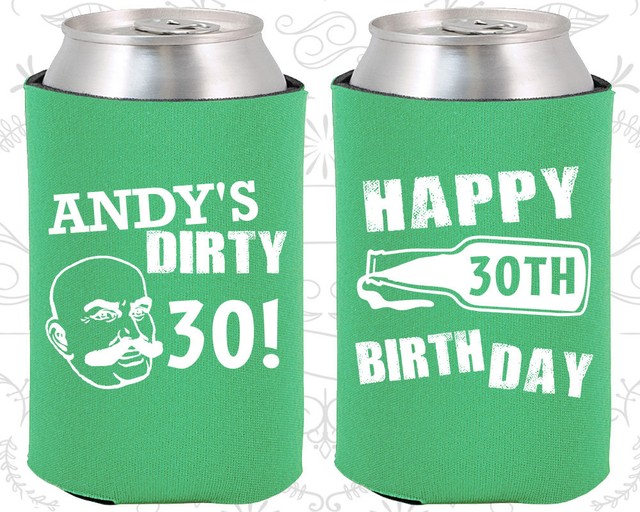 Personalized 30th Birthday Party Favors Koozies (20012) Happy Birthday