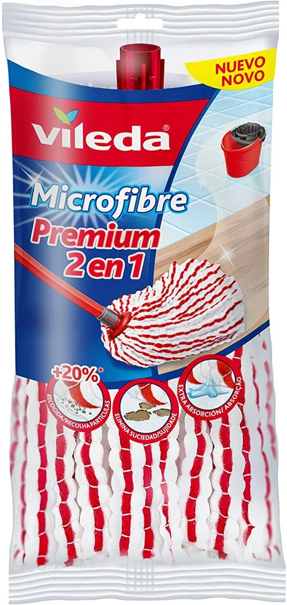 Vileda Fregona Flip Mop Micro Fibra con Forma Trapezoidal Reemplazo Blanco  y Azul