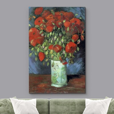 Van Gogh Wall Art Canvas Print - Vase with Poppies