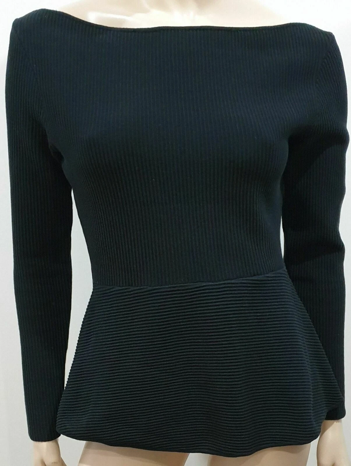 ACNE STUDIOS Maglione maglione ACNE cotone nero DIANE MILANO maglia a costine peplo top L