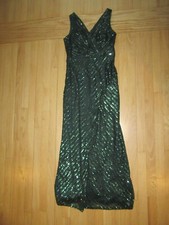 9J/NW NIGHTWAT SEQUIN GOWN/SLEEVELESS/EMERALD GREEN/SLIT/SIZE 10 