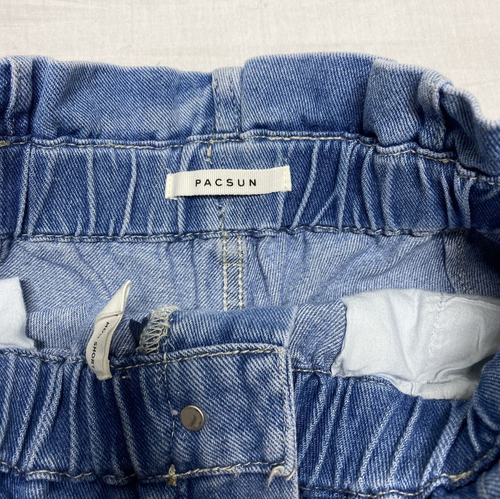 Pacsun Shorts Size Small Blue Jean High Rise Cuffed Cinch Waist w/tie - Picture 4 of 6