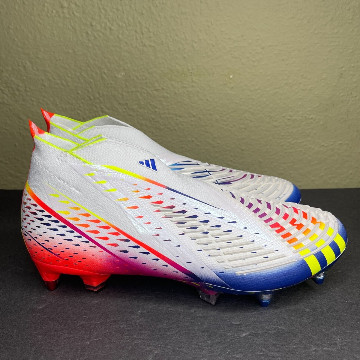 Adidas Predator Edge + SG Men's Size 9.5 White Yellow Blue