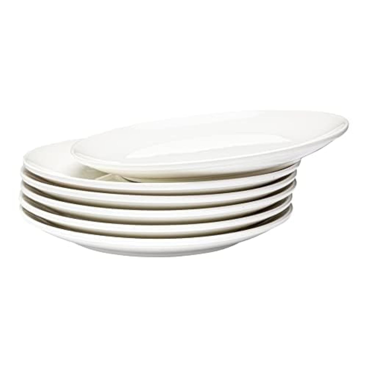 Vikko Dinner Plate, Set of 6 White Plates, Ceramic Dinner Plates Set, Stackab...