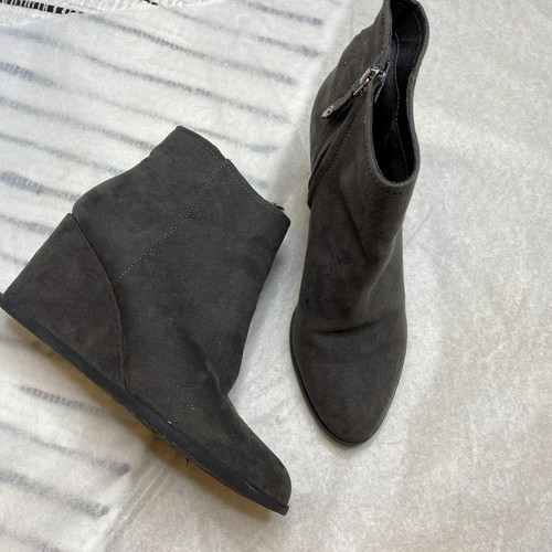 Wedge Grey Suede Ankle Boot Size 