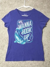 Bass Pro Shop Shirt Womens Medium M Purple Short Sleeve Casual Ladies