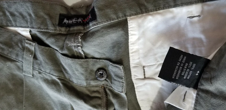 Pantalón Corto Chino PERRY ELLIS AMERICA Hombre Plisado 100% Algodón - Talla 44 x 9 Verde Foto 4 de 4