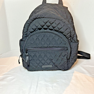 Vera Bradley Quilted Black Mini Backpack Purse School Tote