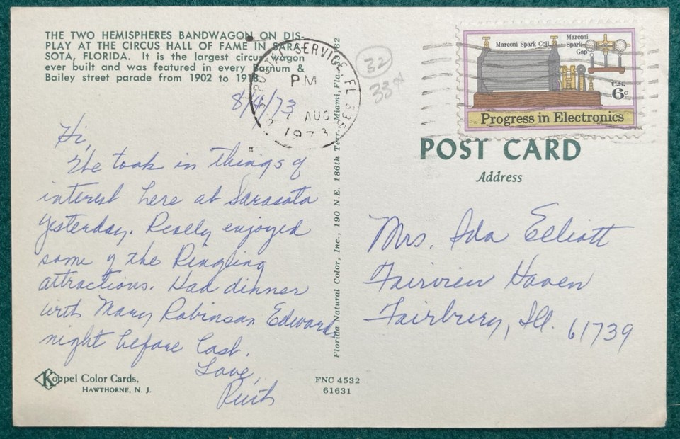 Florida FL Sarasota Circus Hall of Fame Bandwagon Two Hemispheres