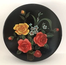 Vintage Nutrine Candy Co Floral Design Round Empty Tin 10”