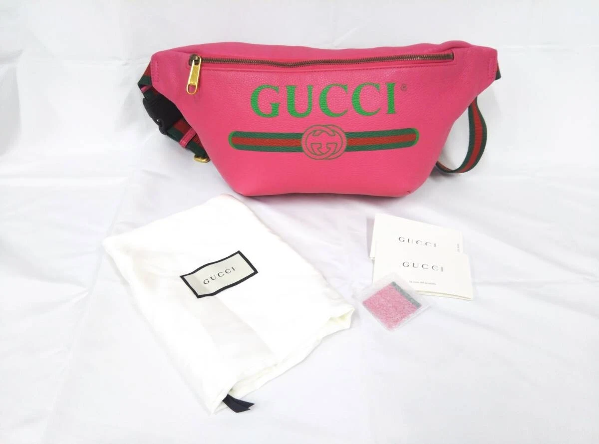 Gucci Print Belt Bag Vintage Logo Small White in Leather with Brass - US