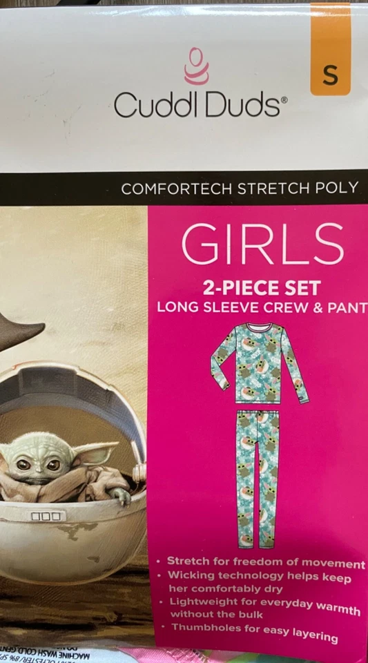 CUDDL DUDS~Star Wars Mandalorian 2 peças conjunto de roupa íntima longa~tamanho feminino PEQUENO~NOVO~S - Imagem 2 de 4