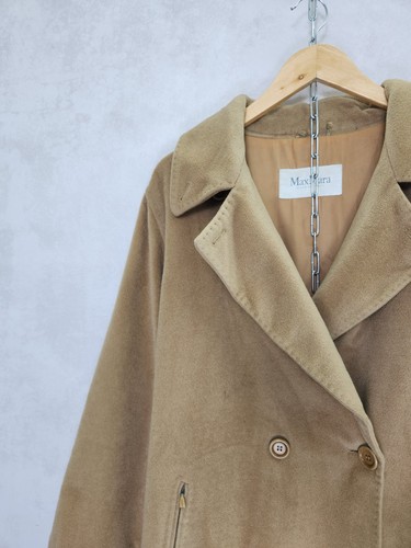 Max Mara Coat Womens Beige Wool Cashmere Oversized Collared Overcoat Italy 16 - Picture 4 of 8
