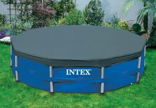 Intex Pool Ladder for 48 Inch Wall Pools & 15' Pool Debris Cover w/ Drain Holes - Picture 9 of 10