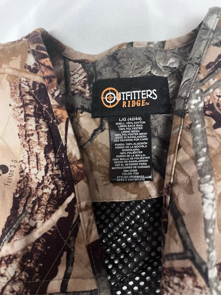 Outfitters Ridge Vest Mens Camouflage Mesh Outdoors Hunting Upland Game - Image 3 of 4
