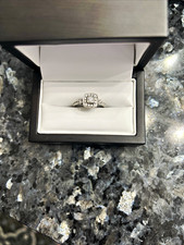 Ultra Diamonds 18K White Gold Square Halo Diamond Engagement Ring Size 4.5
