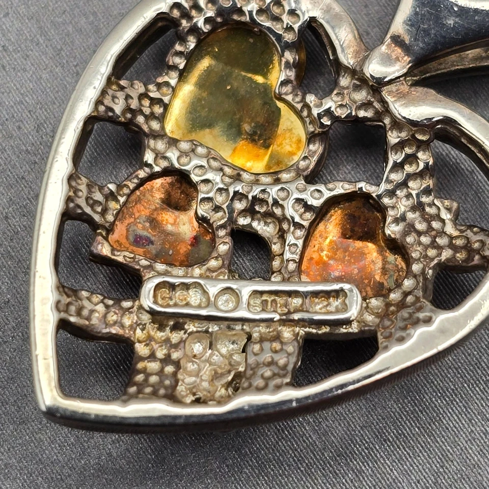 VTG CCo Black Hills Gold 12k Gold & Sterling Silver Grape Heart Pendant 1" - Image 4 of 4