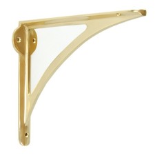LARGE SOLID BRASS  SHELF BRACKETS VINTAGE ARCH ANTIQUE CAST METAL WALL SUPPORTS