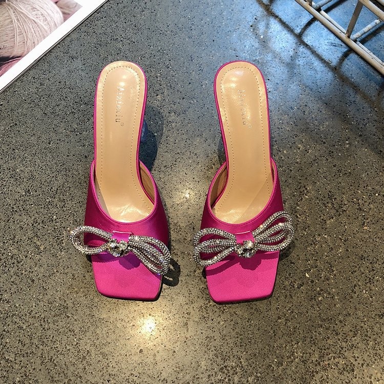 SAOLA Sandali con tacco in cristallo Ciabatte a farfalla da esterno con suola antiscivolo