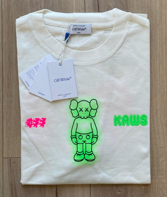 2XL Off-White Men's White Cotton T-Shirt Relaxed Fit