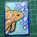 ACEO Original Art Card, Mini Mixed Media Painting of A Goldfish — photo 3