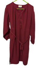 Universal Thread Maroon Balloon Sleeve Gauze Dress Midi Tie Waist Sz Small