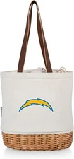 PICNIC TIME NFL Pico Willow and Canvas Insulated Lunch Basket, Natural Canvas
