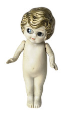 Vintage Porcelain Bisque 6" Flirty Doll Gold Painted Hair  Japan