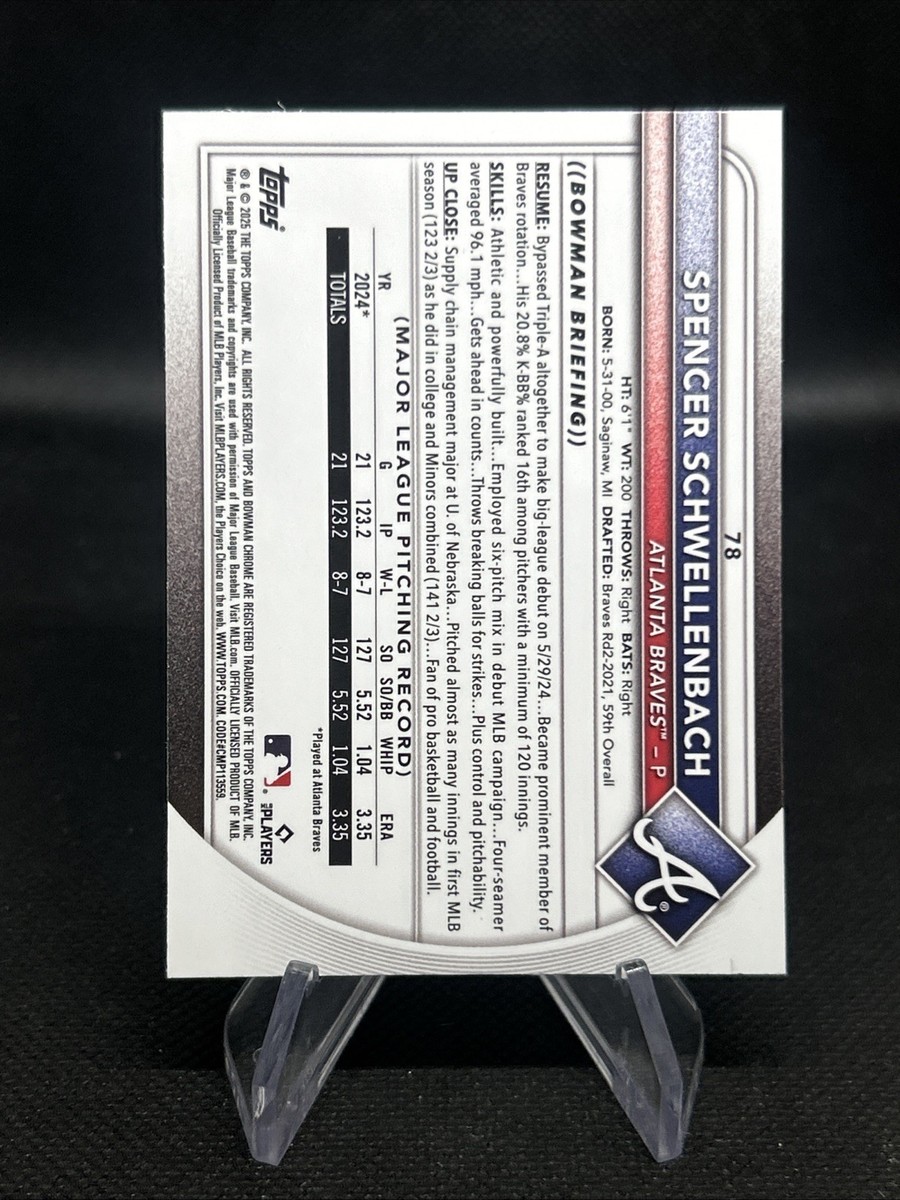 2025 Bowman Chrome #78 Spencer Schwellenbach SSP Red Rookie Ref