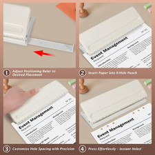 Metal Adjustable 6 Hole Punch for A5 A6 A7 Binders/Planners, Paper Hole Punch...