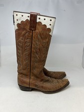 Stetson Womens Tall Back Zip Leather Embroidered Riding Boots Rare SZ 9