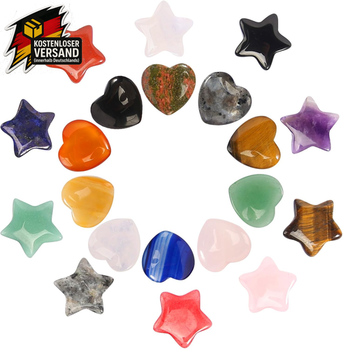Edelsteine Set, 20 Stück Stern Und Herz Edelsteine, Nature Edelsteine Kristalle