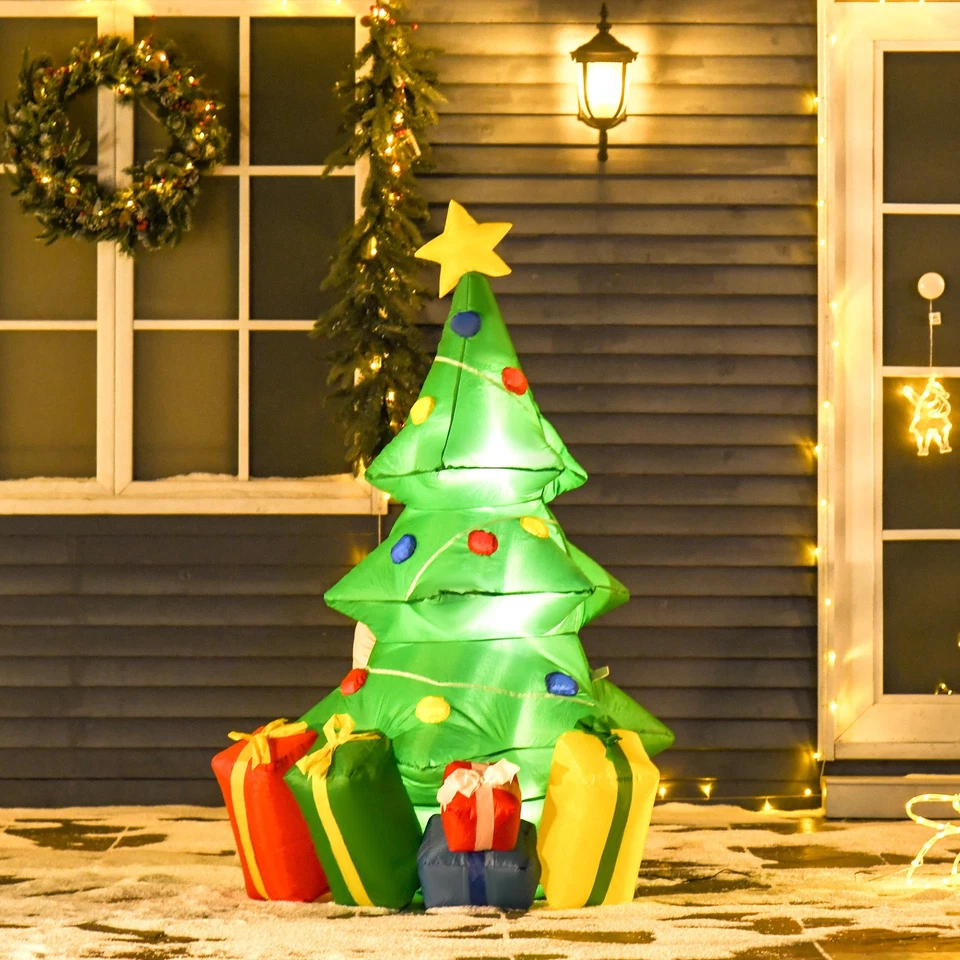 HOMCOM 5FT Inflatable Christmas Tree Xmas Airblown Holiday Decoration Outdoor — 第 2/4 张图片