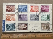 Norway 1947 Post 300th Anniversary FDC Registered Airmail Cover Full Set