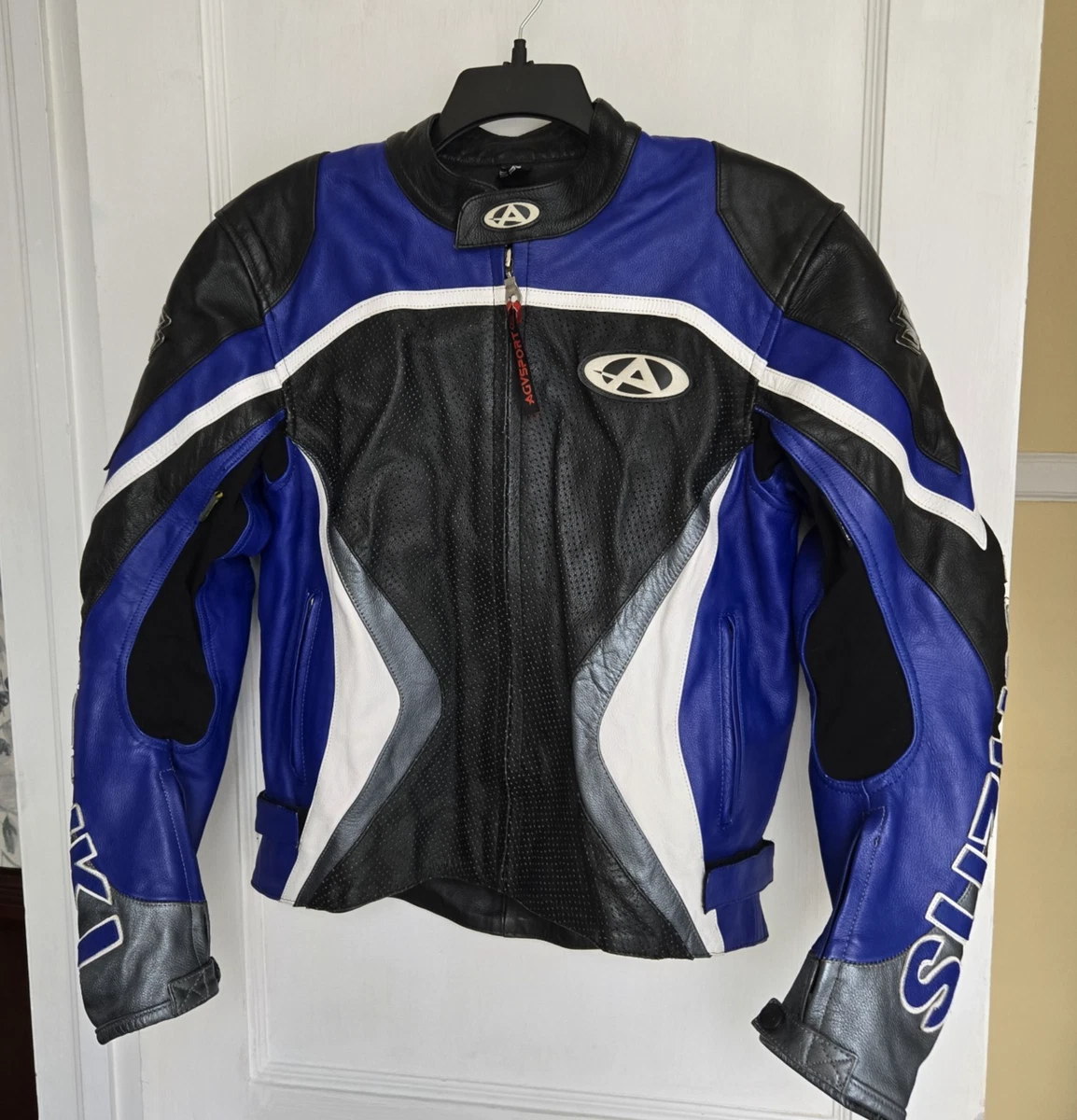 Manteau Cuir Suzuki Rouge – Biker Coat Moto MotoGP, Protections CE, Homme