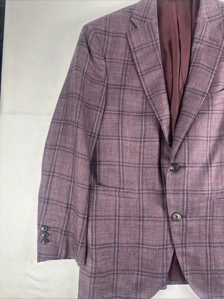 Шерстяное шелковое льняное спортивное пальто с окном Luciano Barbera куртка мужская размер США 36 б/у в отличном состоянии - Изображение 3 из 4