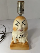 Vintage Humpty Dumpty Ceramic Nursery Lamp Circa 1950's works