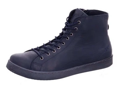 Andrea Conti Stiefelette Blau Leder Stiefel Boot Schnürstiefelette High Sneaker