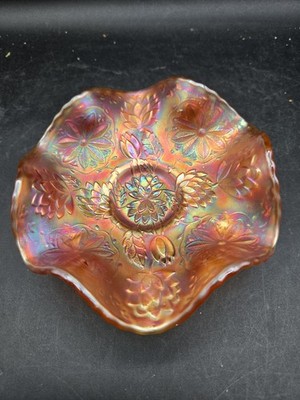 Antique Fenton Water Lily Marigold 3 Foot Bonbon Dish